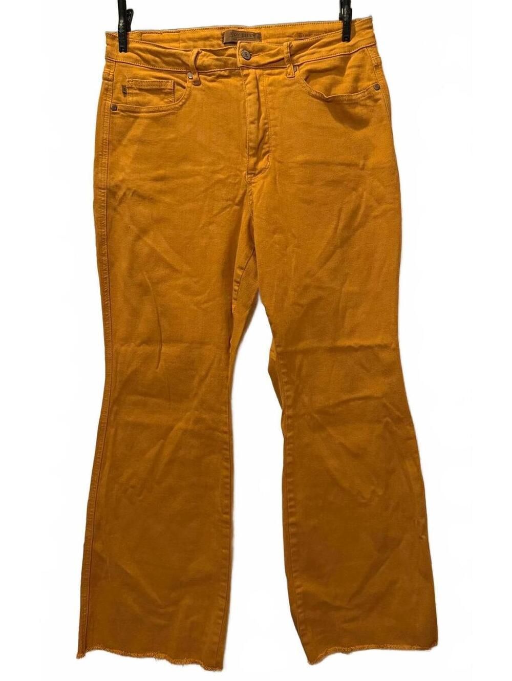 Judy Blue Jeans 16W Mustard Raw Hem Flare Stretch Denim Plus Size Women’s